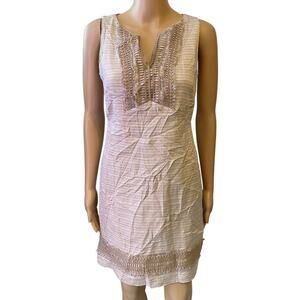 White House Black Market Womens 2 Linen Rayon Neutral Tweed Sheath Dress Career